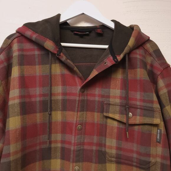 Wolverine Flannel Fleece Lined Jacket Size Xxl Shacket Red Brown Warm Cozy Used - Picture 4 of 11